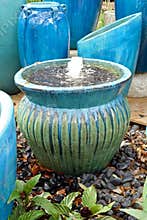 Garden pots and fountain