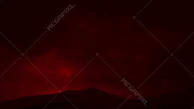 Etna Eruption at night. Sicily, Italy. Time Laps