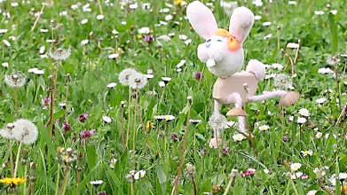 White rabbit marionette