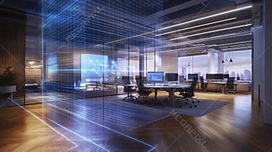 Innovative manufacturing process transforming modern office space with digitalization
