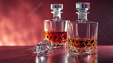 Distilled elegance: cognac presentation, whiskey aroma, brandy warmth, premium beverage, rich essence, crafted spirit, refined