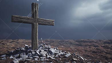 Wooden Cross And Ashes Ash Wednesday