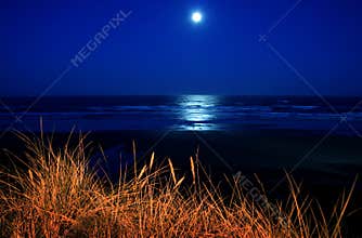 Full moon over Newport beach