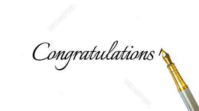 Stylized \'Congratulations!\' Text in Cursive Font on White Background Representing Celebration, Achievement Recognition