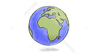 Hand drawn Earth spinning