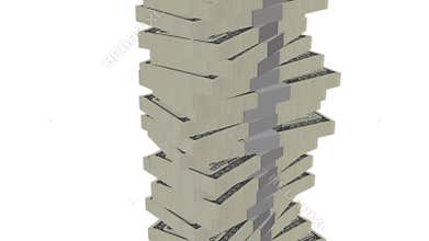 Dollar bill money tower on white