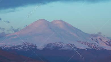 Mount Elbrus at sunrise Caucasus mountains