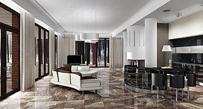 Luxury light interior in daylight