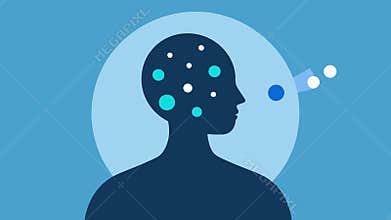 Rejuvenation in Action A silhouette of a person receiving a skincare treatment with visible glowing exosomes around