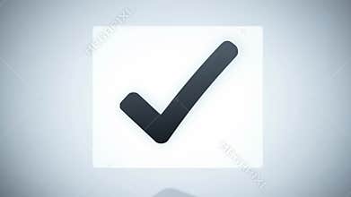 Black check mark icon on white background. concept of approval, confirmation, success, validation, positive feedback