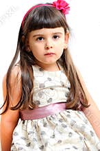 Portrait of cute little girl in princess dress isolated.