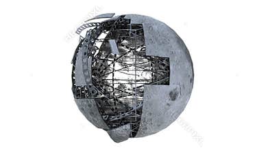 artificial moon on white background