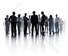 Silhouetted Business Team on White Background