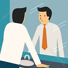 Looking at himself