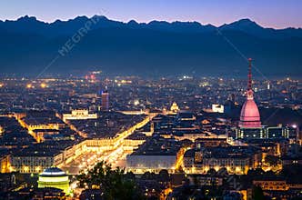 Turin (Torino), panorama at night