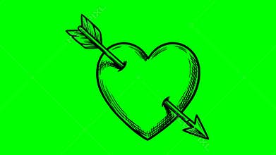 black fill hand drawn style heart arrow valentine symbol animation