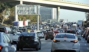 City rush hour traffic jam