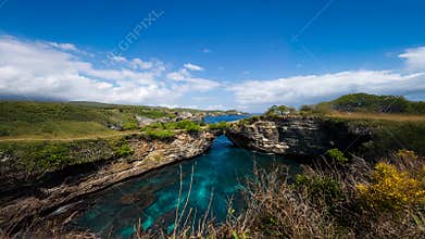 Rugged Limestone Coastline With Hidden Ocean Cove