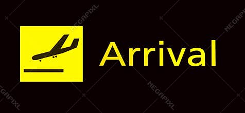 Arrival sign at airport
