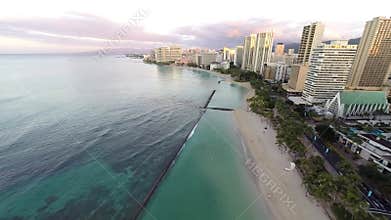 Aerial view of Waikiki Beach in Honolulu, Hawaii