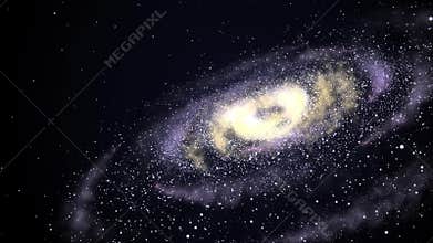 Shining galaxy spinning in the open space