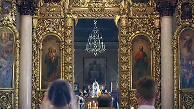 Newlyweds at the wedding in the Orthodox Church