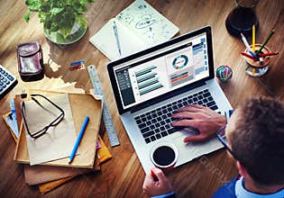 Man Analysis Business Accounting on Laptop