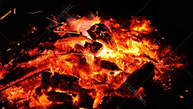 Embers and ashes of big fire