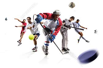 Sport collage volleyball tennis football baseball ice hockey soccer etc