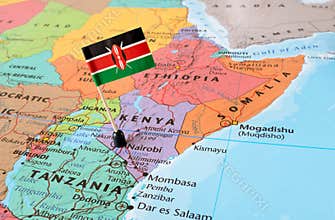 Kenya map and flag pin