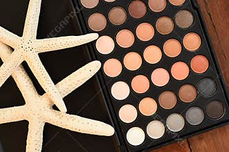 Make up and cosmetic beauty products arranged
