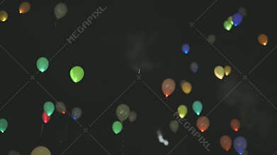 Flying Balloons Night Sky