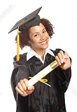 Showing off her diploma