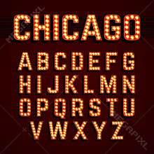 Broadway lights style light bulb alphabet