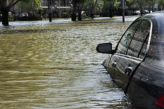Car Caught in Flood Waters