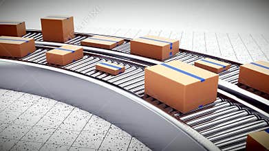 Conveyor isolated on white - repeatly move