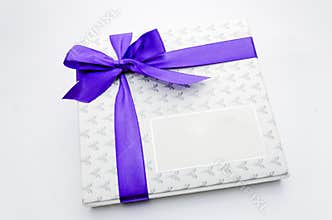 Purple ribbon gift box