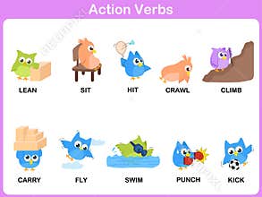 Action Verbs Picture Dictionary (Activity) for kids