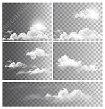 Set of backgrounds with transparent different clouds.