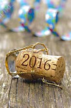 Happy new year 2016 with champagne cork
