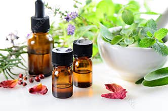 Alternative therapy with herbs and essential oils