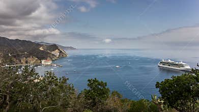 Cruise Ship at Avalon, Santa Catalina Island night time Time Lapse