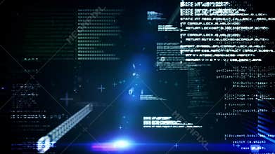 Technology interface in black and blue
