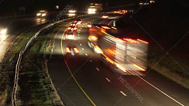 Cars and trucks on a highway