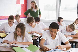 High school students in class