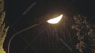Lonely lantern in the rain