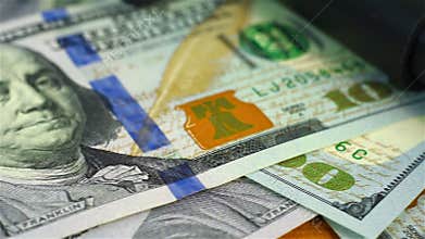 Dollar Banknotes And Gun