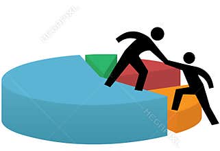 Helping hand pie chart business success