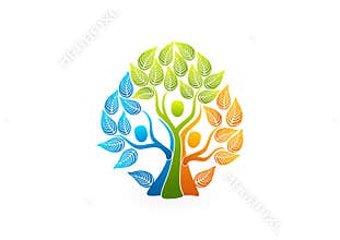 Family tree logo, healthy people concept design