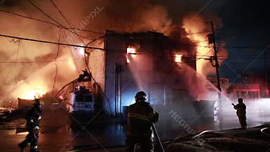 House fire with intense flame